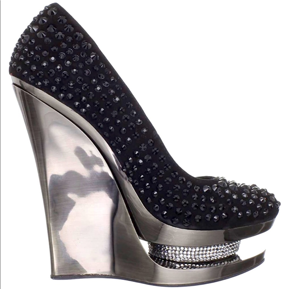 ZigiNY BLACK LABEL velvet  STONES DAZZLING HEELS